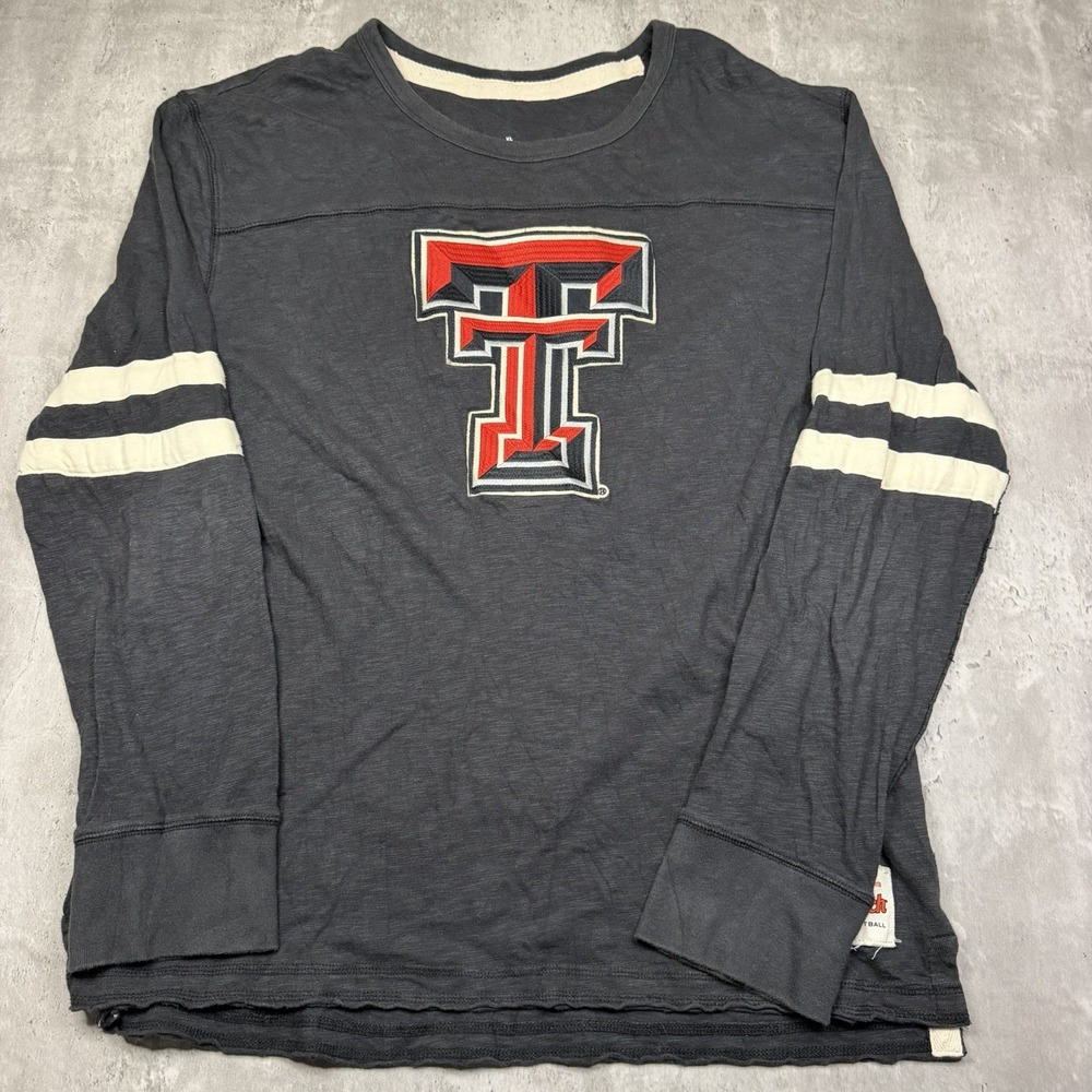 Vintage Texas Tech Football Raglan Long Sleeve Jersey Shirt Sweater Mens XL TTU